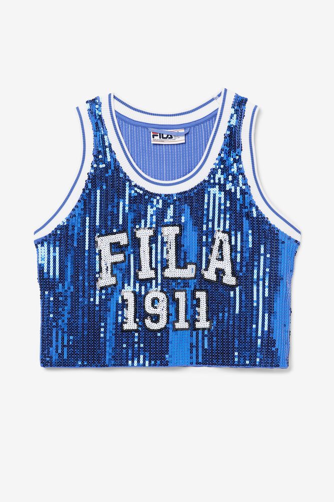 Fila Tank Top Womens Blue Kiki Glam Crop Jersey - Ireland 01938-GDVC